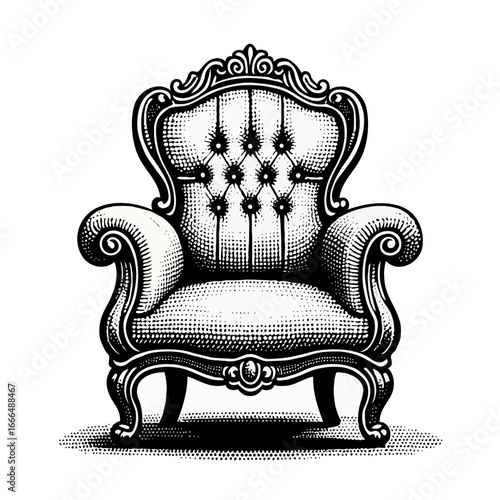 Vintage armchair with ornate details in black and
