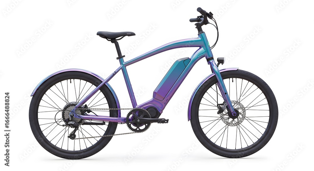 Obraz premium An electric bicycle in gradient color, innovative design, and futuristic technology