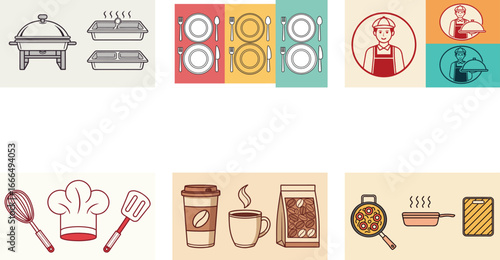 Food Service and Kitchen Utensil Icons utensils