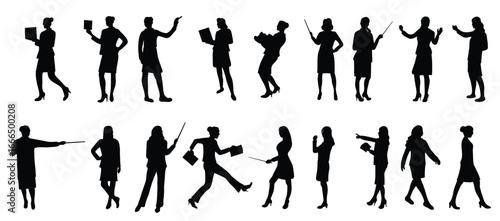  set of illustrations of female teacher silhouettes
