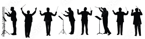 music conductor silhouette illustration set
