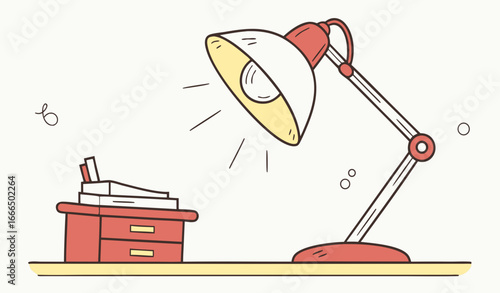 Reading lamp desk vector icon equipment. Light bulb office table furniture bright. Interior cartoon flat simplicity symbol
