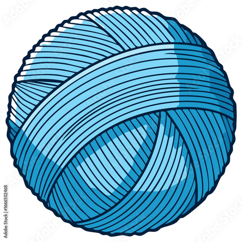 Isolated light blue yarn ball for knitting and needlework crafts material icon on white