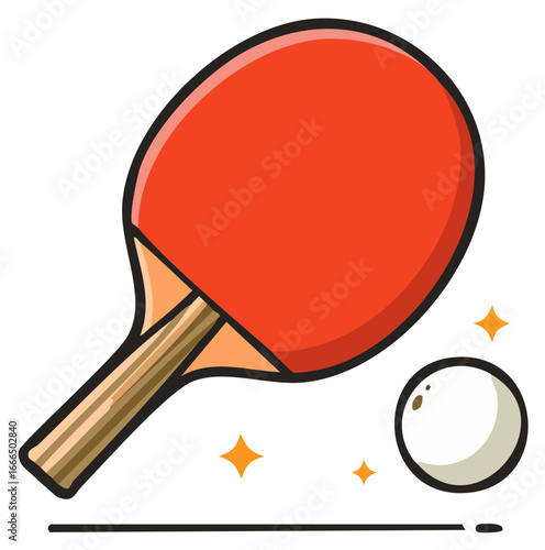 Ping Pong Paddle and Ball Illustration, Table Tennis Sport Equipment, Indoor Games