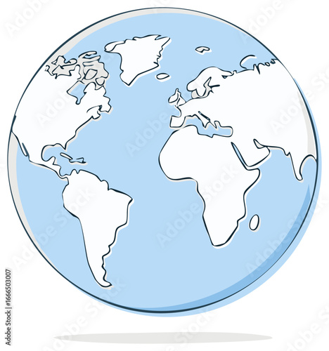 Stylized Earth globe illustration depicting continents and oceans world map concept