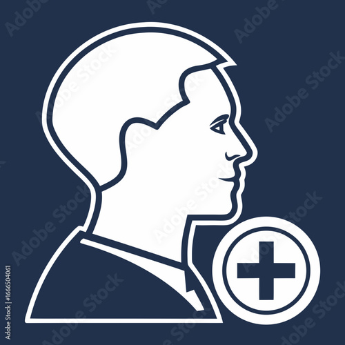 Follow Line Icon – User Silhouette with Plus Symbol, Minimal SVG