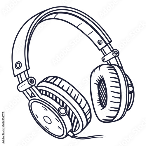 Headphones Line Icon – Semicircle Arch with Ear Pads, Minimal SVG