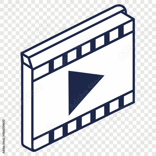 Video Clip Line Icon – Rectangle with Play Triangle, Minimal SVG Outline