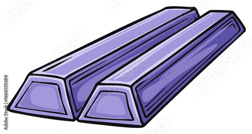 Illustration of two light purple solid bars shaped like ingots clean graphic design