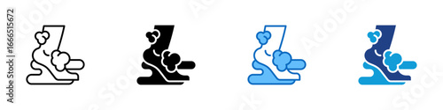Foot Wash Multi Style Icon Vector Design - foot being washed with water and soap bubbles, representing personal hygiene