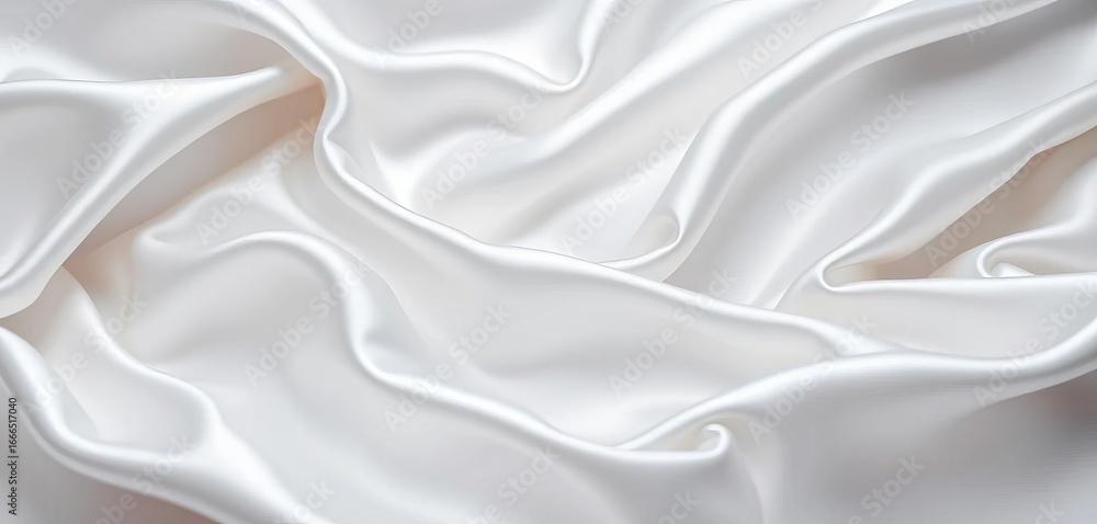 Fototapeta premium Soft, blurred white-gray satin texture; shimmering silver silk panorama, drape, background