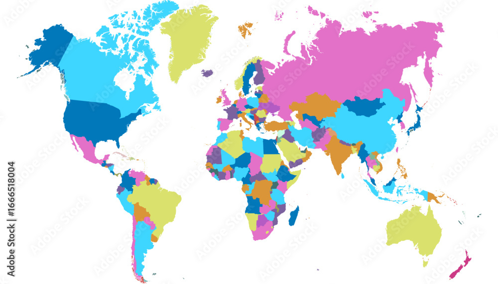 Obraz premium World map. Color modern vector map. Silhouette map