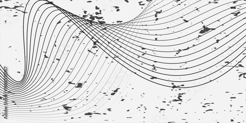 Abstract vector background with black wavy lines.