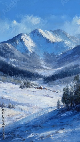 Wallpaper Mural Snowy mountain range vista, a tranquil winter landscape Torontodigital.ca