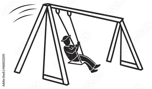 swing icon or modern line symbol. Vector line art and icon design with bold outline. Black and white Pixel Perfect minimalistic symbol isolated white background. Silhouette simple thin sign