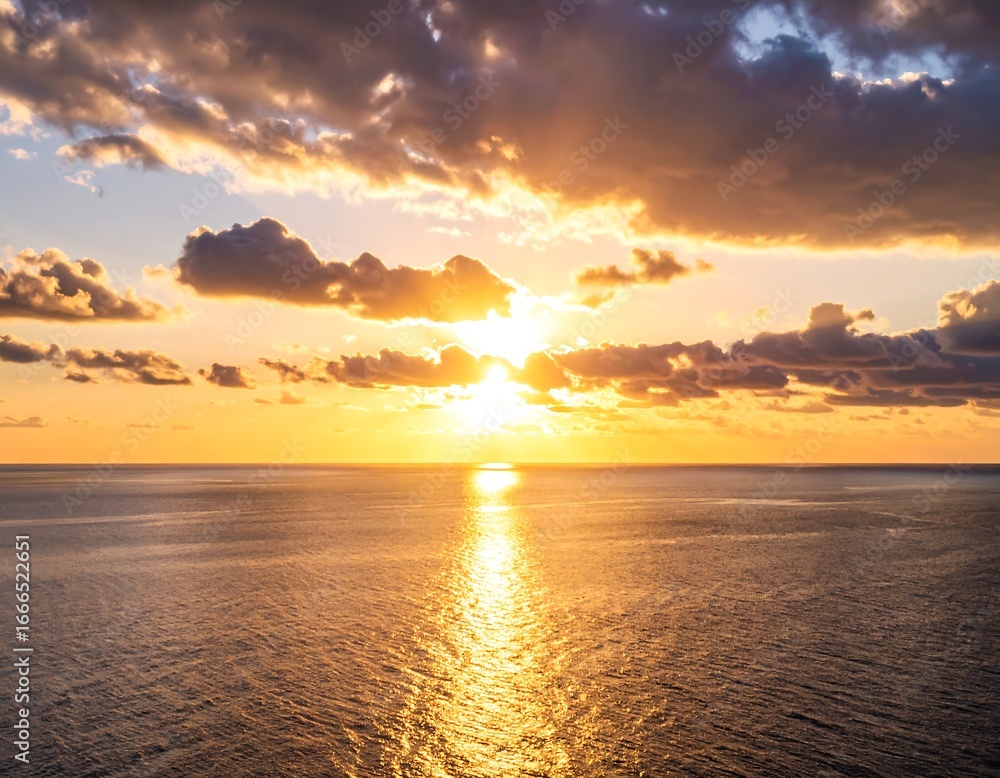 Fototapeta premium Golden sunset over calm ocean