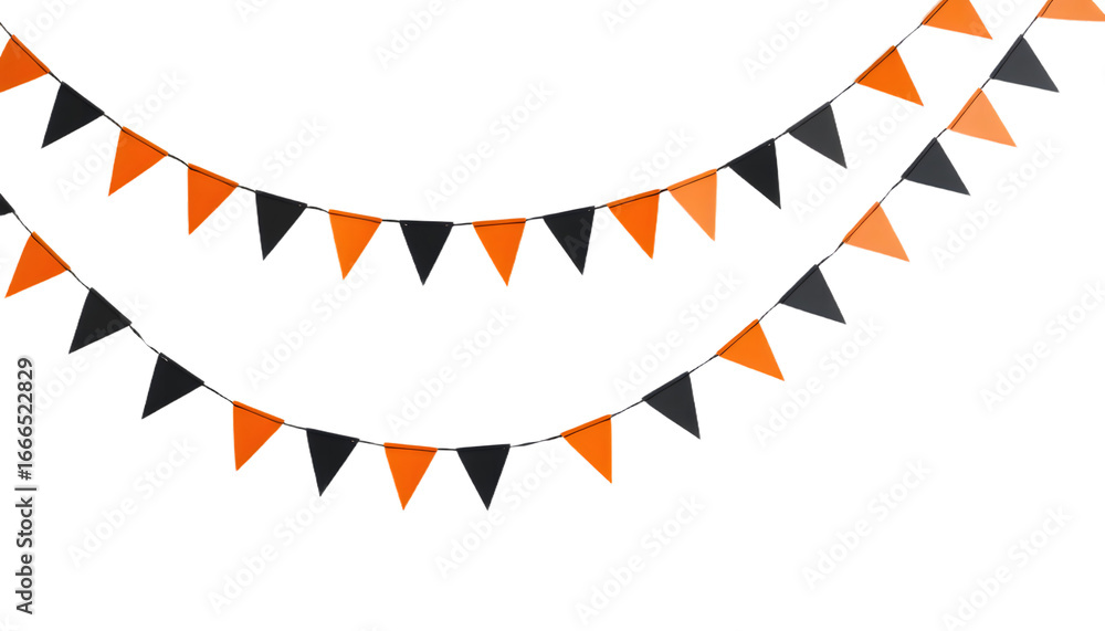Fototapeta premium Halloween bunting, black and orange triangles.