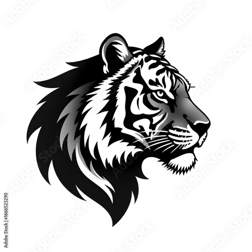 Wallpaper Mural Tiger Head Vector Illustration with Wild Animal Features and Silhouette Style Design Torontodigital.ca