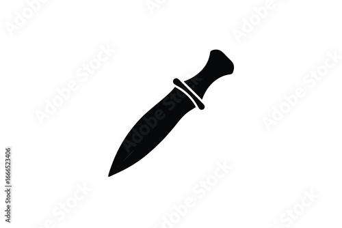 A black icon of a knife with a handle and blade on white background silhouette