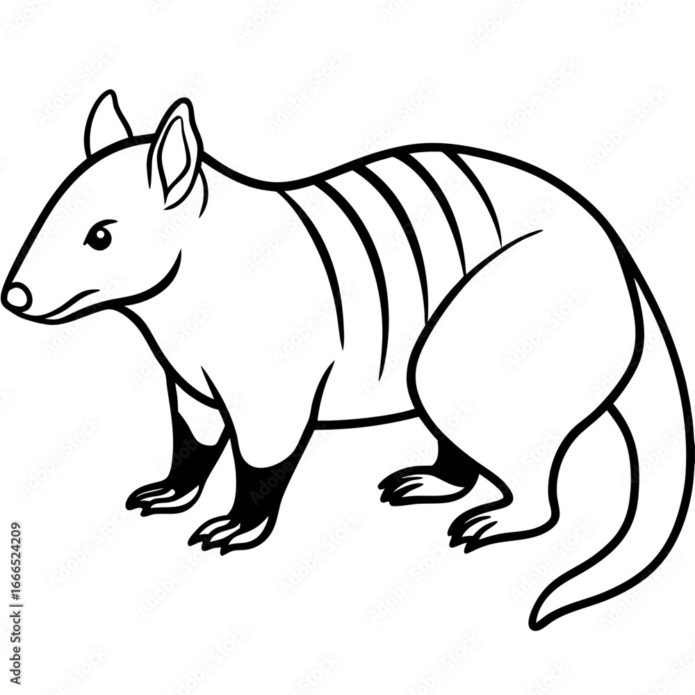 Obraz premium Striped Polecat Silhouette line Art Vector
