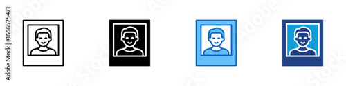 Portrait Photo Multiple Style Icon Vector Design - Framed image of a person, representing a personal portrait or profile picture