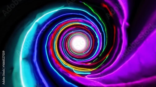 Colorful Spiral Abstract Light Formation in Vortex Design, Dynamic Energy Flow and Artistic Illumination