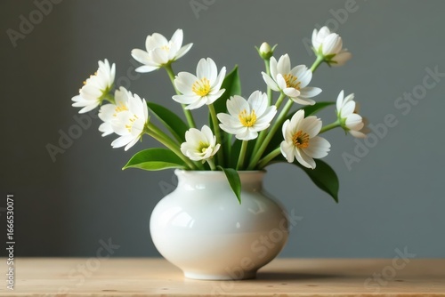 Wallpaper Mural delicate ceramic vase filled with crisp white flowers against a modern background, design, architecture Torontodigital.ca