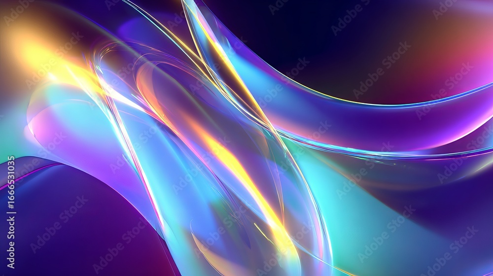Fototapeta premium Iridescent abstract background with flowing waves and pastel color palette