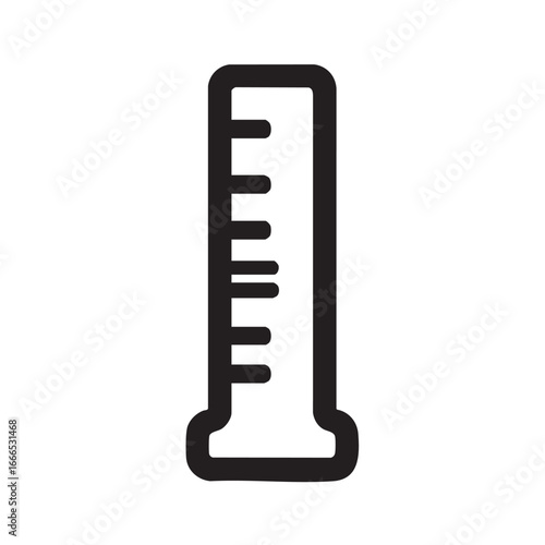 An outline icon of a graduated cylinder.