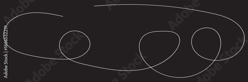 Minimalist abstract line drawing with loops. Simple abstract artwork featuring a continuous black line forming loops and curves on a plain white background for creative design use.

