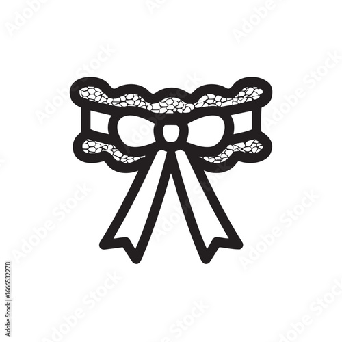 An icon of a garter with a bow and lace. 