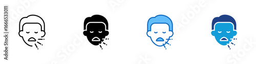 Mouth Ulcer Multiple Style Icon Design Vector - Face with open mouth and wound symbol, representing oral sores, mouth ulcer, or dental infection