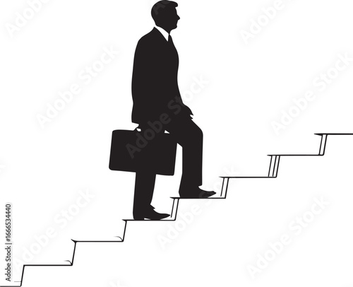 Silhouette business career success steps progress briefcase concept vector silhouette