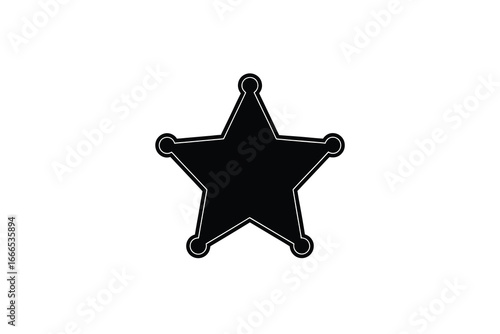 A black sheriff star badge on a white background silhouette