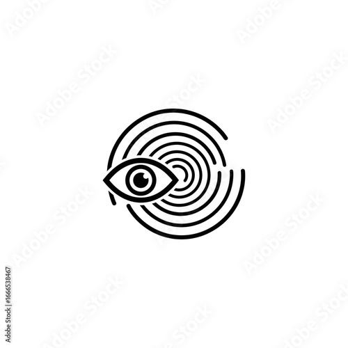 Hypnotized eye icon logo flat vector design