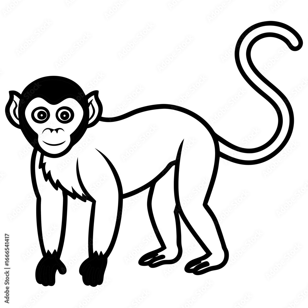 Obraz premium Spider Monkey Sketch line art Vector