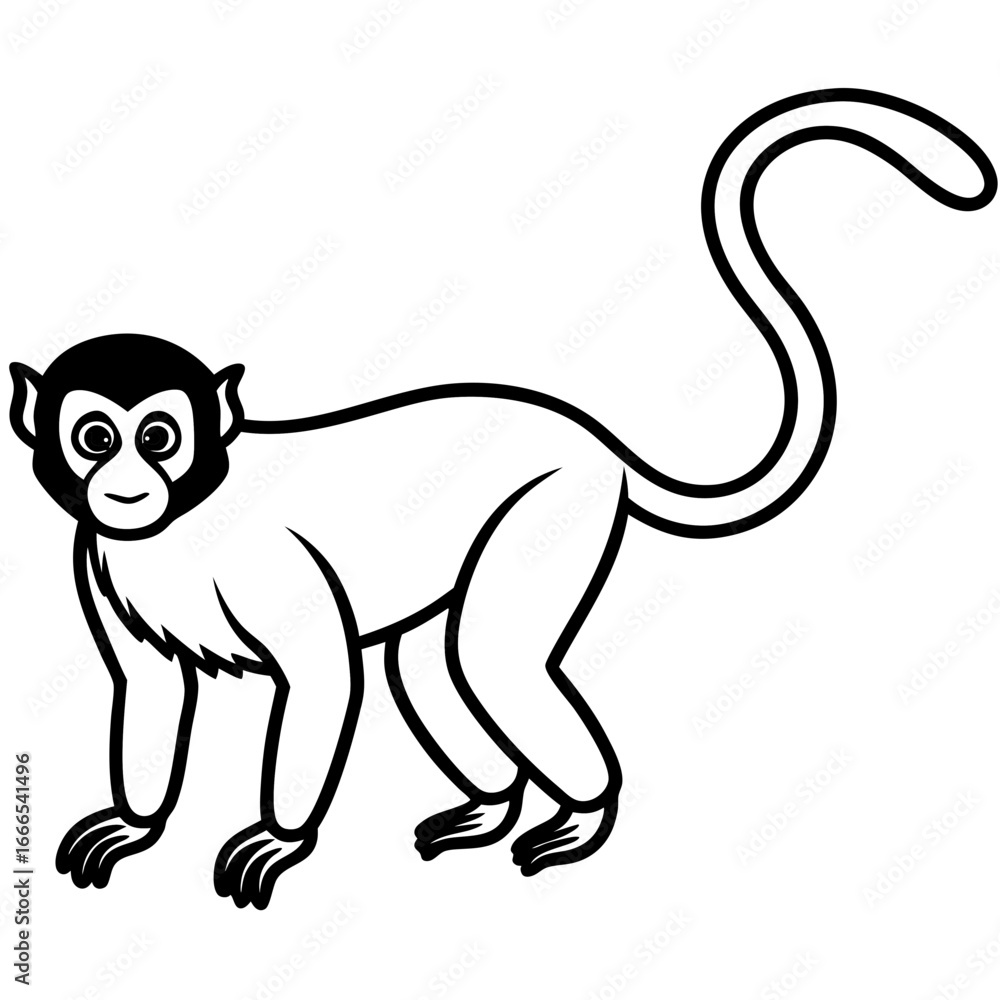 Obraz premium Spider Monkey Sketch line art Vector