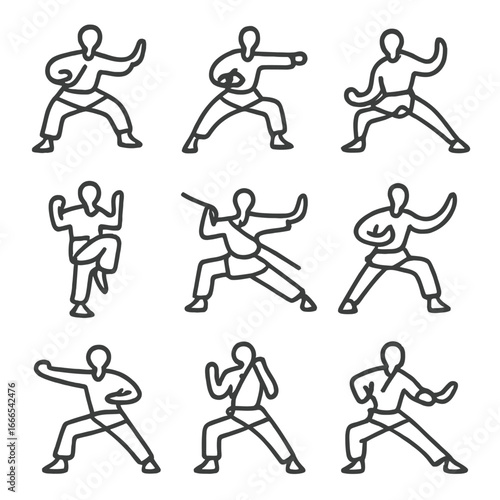 Martial Arts Poses Vector Illustration