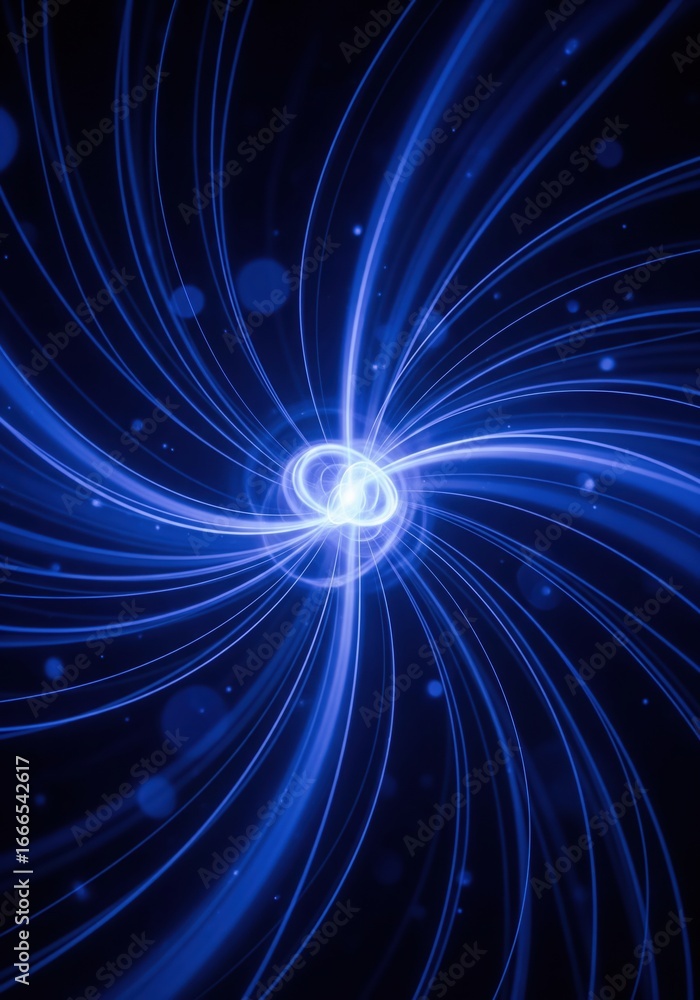 Fototapeta premium Abstract Blue Swirling Energy Lines on Black Background