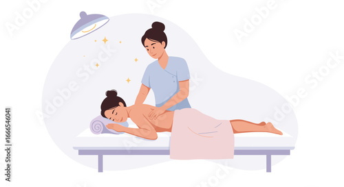 Relaxing spa massage with therapist and client in tranquil setting