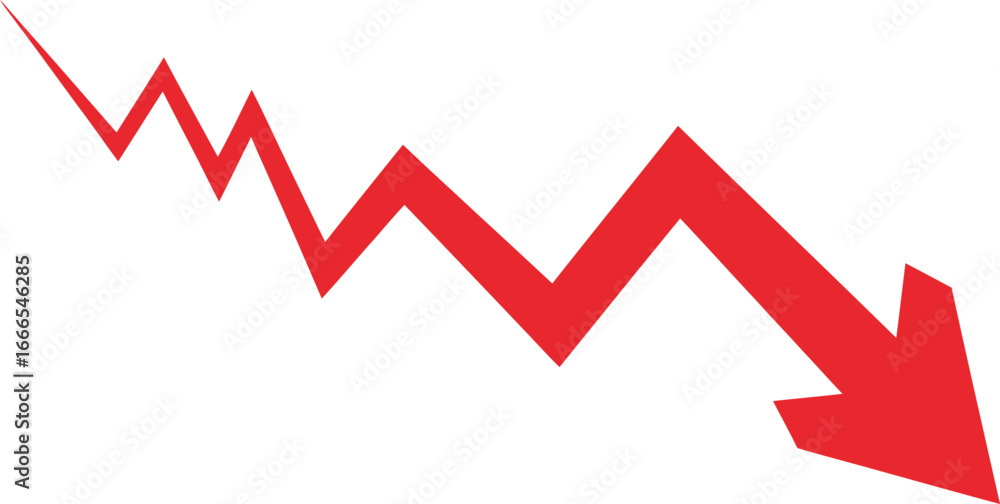 Dramatic Red Arrow Graph Illustrating Economic Downturn and Market Crash Showing Declining Trends and Negative Growth on White Background Indicating Financial Loss Dramatic Red Arrow Graph Illustrating Economic Downturn and Market Crash Showing Declining Trends and Negative Growth on White Background Indicating Financial Loss