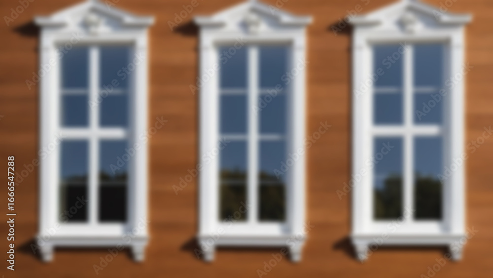 Obraz premium blurry image of interior of window made of wood, showing traditional art in modern construction, blur wallpaper.