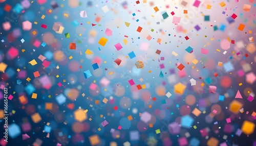 Vibrant confetti falling overlay with three colors seamless festive looping background