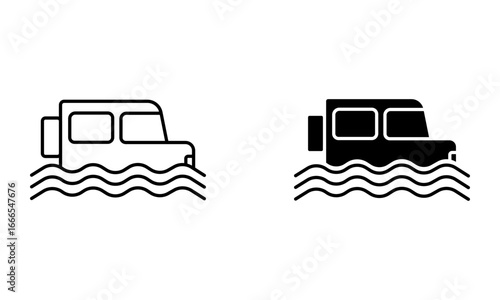 car in flood icon vector
