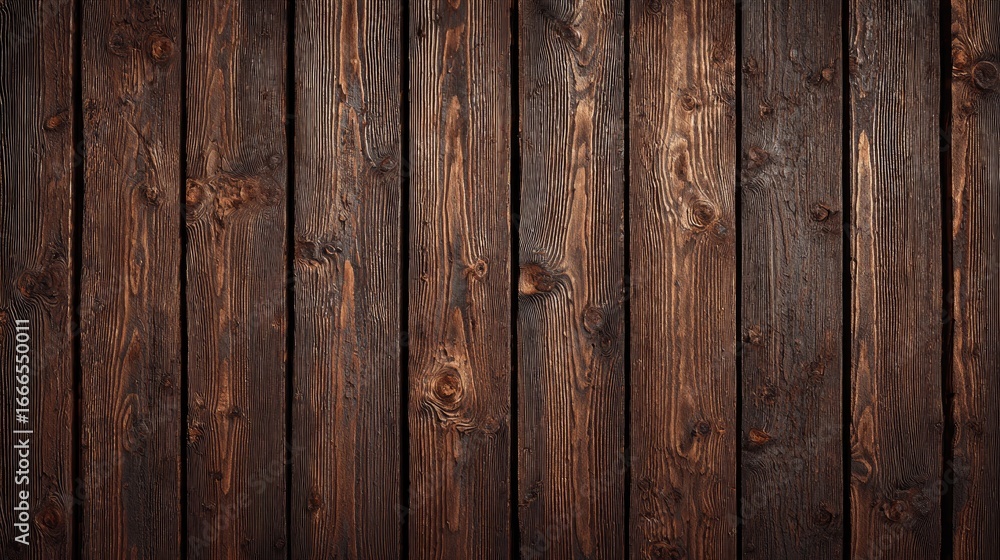 Fototapeta premium Dark brown wooden planks close-up.