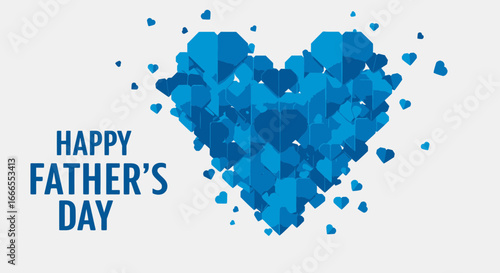 Blue hearts form a heart shape with 'Happy Father's Day' greeting design