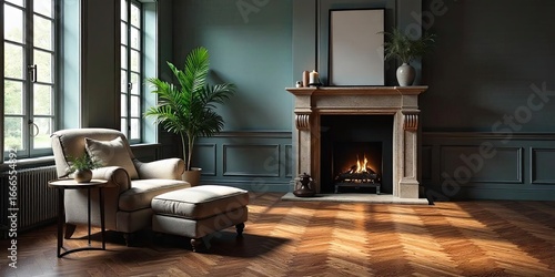 Wallpaper Mural Serene Interior Design Featuring a Cozy Fireplace and Luxurious Seating Area in a Classic Home Setting Torontodigital.ca