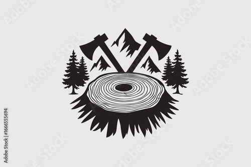 crossed axes silhouette  vector