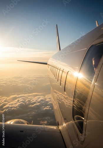 Airplane Passenger's Dreamy View of Vibrant Sunset Sky