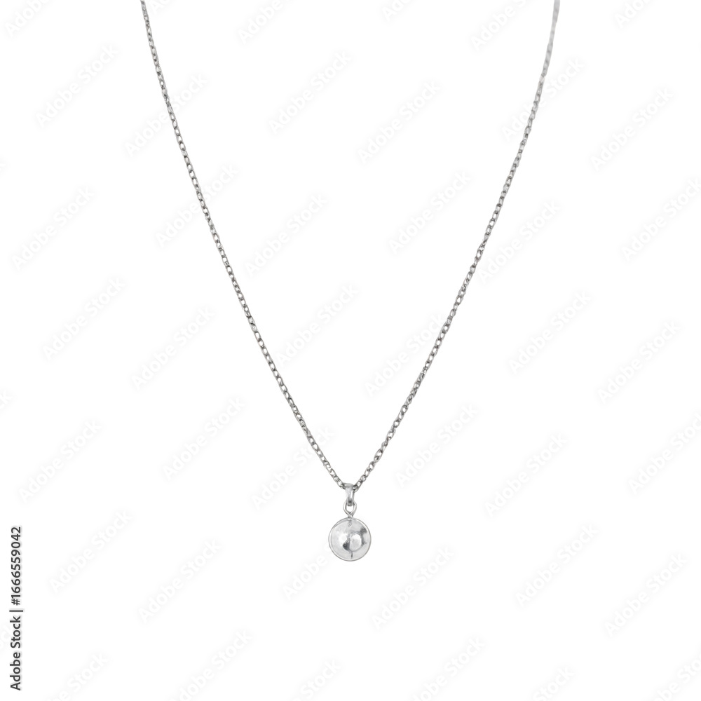 Silver pendant necklace on elegance on transparent background